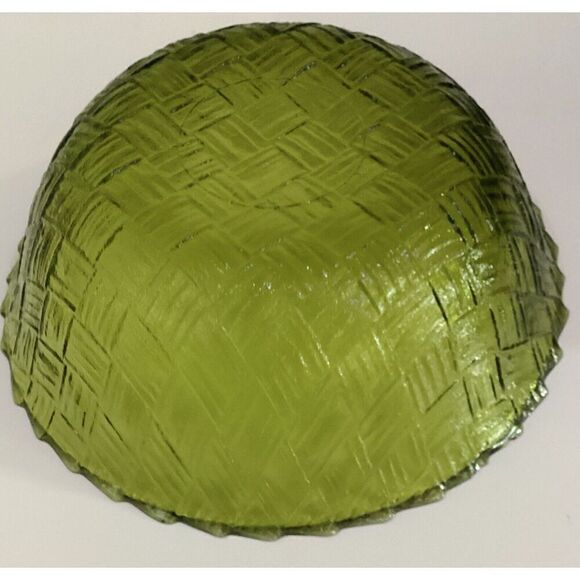 Vintage 50’s Indiana Glass Weavetex Avocado Green Salad Serving Bowl - Picture 4 of 5